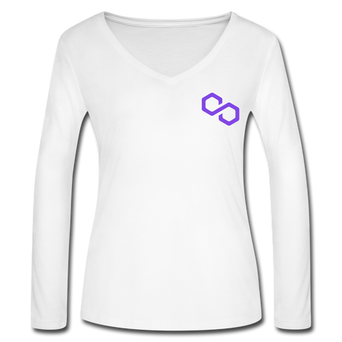 Polygon Women’s Long Sleeve  V-Neck - white