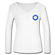 Chainlink Women’s Long Sleeve  V-Neck - white