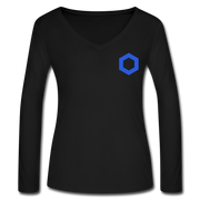 Chainlink Women’s Long Sleeve  V-Neck - black