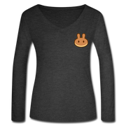 Pancakeswap Women’s Long Sleeve  V-Neck - deep heather