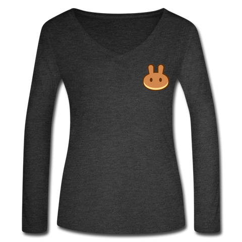 Pancakeswap Women’s Long Sleeve  V-Neck - deep heather