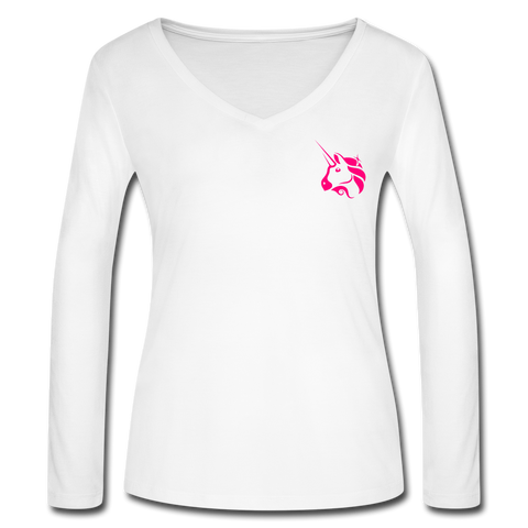 Uniswap Women’s Long Sleeve  V-Neck - white