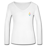 Ethereum Women’s Long Sleeve  V-Neck - white
