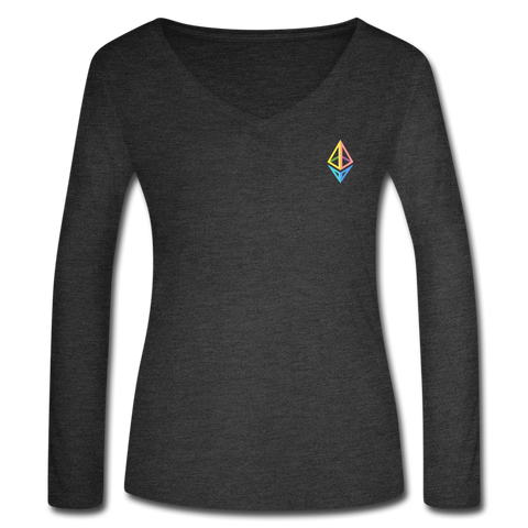 Ethereum Women’s Long Sleeve  V-Neck - deep heather