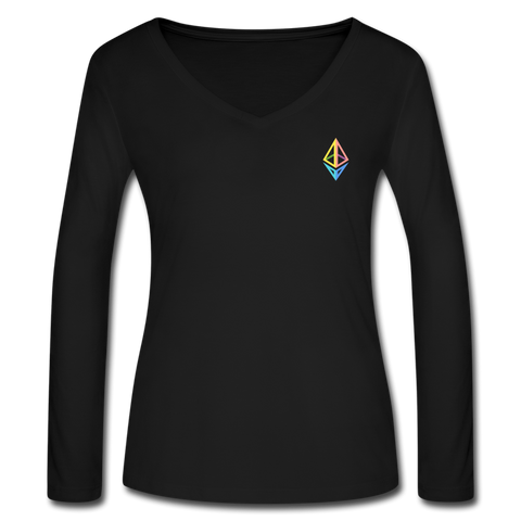 Ethereum Women’s Long Sleeve  V-Neck - black