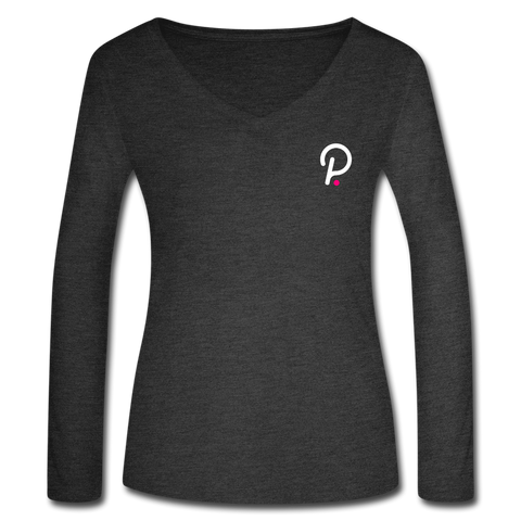 Polkadot Women’s Long Sleeve  V-Neck - deep heather