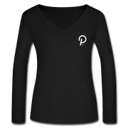 Polkadot Women’s Long Sleeve  V-Neck - black