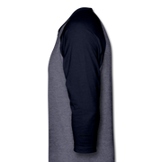 Stacking Sats UNisex Raglan - heather blue/navy