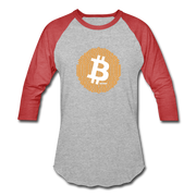Free Bitcoin Unisex Raglan - heather gray/red