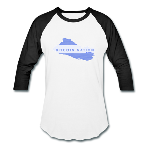El Salvador Bitcoin Nation Unisex Raglan - white/black