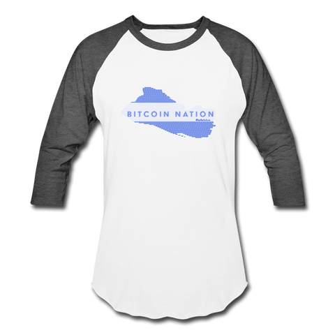 El Salvador Bitcoin Nation Unisex Raglan - white/charcoal