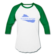 El Salvador Bitcoin Nation Unisex Raglan - white/kelly green