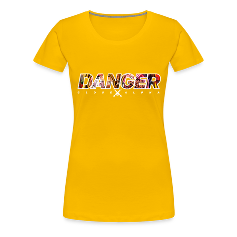 Women’s T-Shirt - DANGER CLOSE ALPHA BLACK - sun yellow