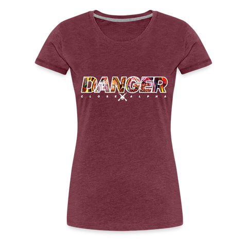 Women’s T-Shirt - DANGER CLOSE ALPHA BLACK - heather burgundy