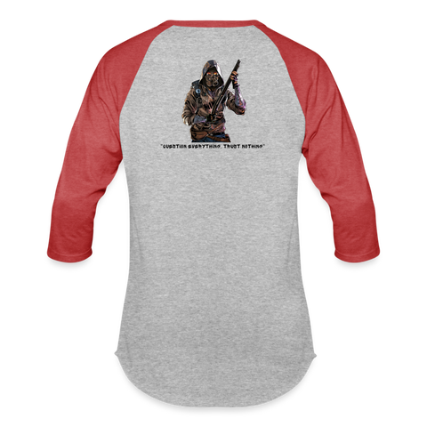 Danger Close Alpha - Baseball T-Shirt (Light) - heather gray/red