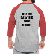 Danger Close Alpha - Baseball T (Light) - Question Everything (Back) - heather gray/red